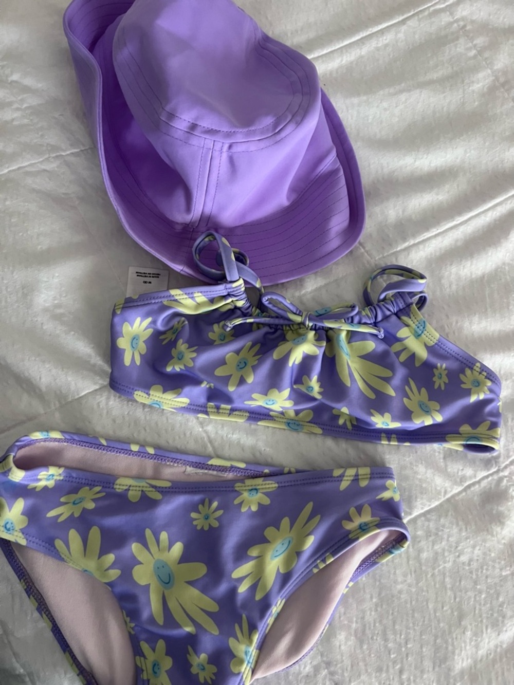 art class Purple Floral Two-Piece Bikini with Matching Purple Sun Hat